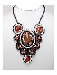 Cotton Waxed Thread Agate Necklace In Brass