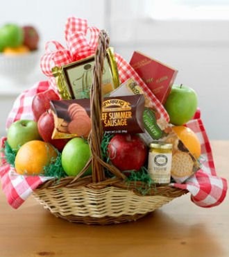 Same Day Flower Delivery Gourmet and Fruit Basket