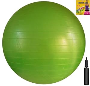 Fitness Ball: Green, 26in/65cm Diameter, Includes 1 Ball +1 Pump + 1 Page Instruction Chart. No instructional DVD. (Exercise Gym Swiss Stability Ball)