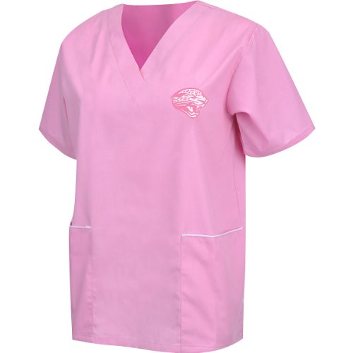 Scrub Dudz Jacksonville Jaguars Breast Cancer Awareness Solid Print Scrub Top Medium