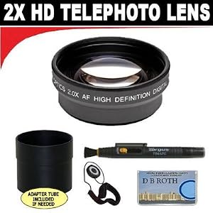 2x Digital Telephoto Professional Series Lens + Lens Adapter Tube (If Needed) + Lenspen + Lens Cap Keeper + DB ROTH Micro Fiber Cloth For The Canon XF300, XF305 Professional Camcorder
