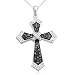 10k White Gold Black and White Diamond Cross Pendant (1/2 cttw, I-J Color, I2-I3 Clarity), 18''