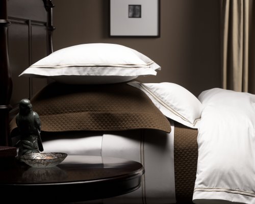 Pinzon 400-Thread-Count Egyptian Cotton Sateen Full/Queen Hotel Stitch Duvet Cover, Taupe