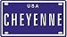 Cheyenne USA mini metal embossed license plate name for bikes, tricycles, wagons, kids doors, golf carts, baby strollers, pedal cars. Over 400 names available. Type in \