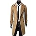 OCHENTA Men's Double Breasted Turn Down Collar Slim Woolen Overcoat