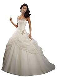 Strapless Full Length Empire   Waistline Organza Lace-Up Beaded Wedding Dress  with a Chapel Train 
