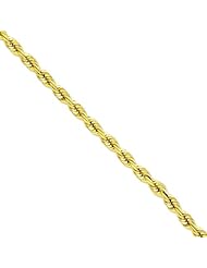 14K Gold 10mm Diamond Cut Rope Chain 24"