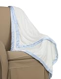 Go Mama Go Designs Toddler Blanket Satin Trim, Blue/Cream