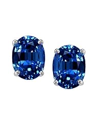 Tommaso Design (tm) Created Sapphire Oval 8x6mm Earring Studs in 14 kt White Gold