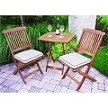 Outdoor Interiors Eucalyptus 3 Piece Square Bistro Outdoor Furniture Set - includes cushions