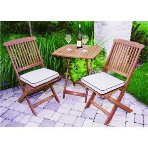 Outdoor Interiors Eucalyptus 3 Piece Square Bistro Outdoor Furniture Set - includes cushions