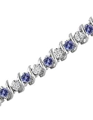 5 CT Tanzanite & Diamond Bracelet 14K White Gold