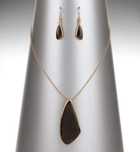 Angular Cut Abalone Pendant Necklace amp Earring Set