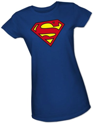  Superman Classic Shield Crop Sleeve Fitted Juniors T-Shirt