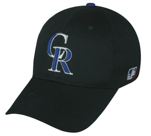 MLB ADULT Colorado ROCKIES Home Black Hat Cap Adjustable Velcro TWILL New