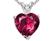 2.02 cttw 10k Gold Created Ruby and Genuine Diamond Heart Pendant in White Gold