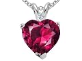 2.02 cttw Created Ruby and Genuine Diamond Heart Pendant in 14k White Gold