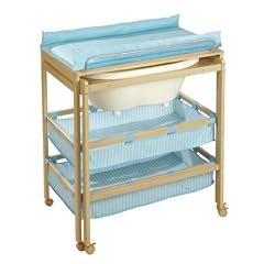 roba 1278 V38-H - Bade-Wickel-Kombi, Badewanne quer ausziehbar, Textilien Dessin Little World hellblau
