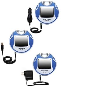 USB cable with Car and Wall Charger Deluxe Kit for the iRiver iGP-100 - uses Gomadic TipExchange Technology