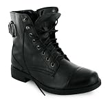 Ladies Black Lace Military Ankle Boots Size 3-8