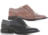 Ladies Womens Black Brown Flat Lace Up Vintage Brogues Shoes Size 3-8