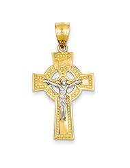 14k Yellow Gold INRI Celtic Crucifix Pendant