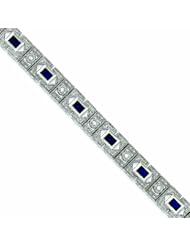 Genuine .925 Sterling Silver Blue And Clear Cz Bracelet 29.9 Grams . 100% Satisfaction Guaranteed.