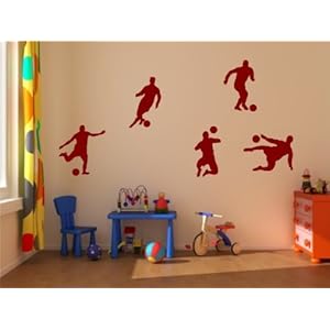 Stickerkoenig Kinderzimmer Wandtattoo Fußballer & Fußbälle 5er Set