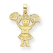 10k Solid Diamond-Cut Cheerleader Charm