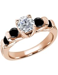 1.88 Ct Round H/I and Black Diamond 14K Rose Gold Ring