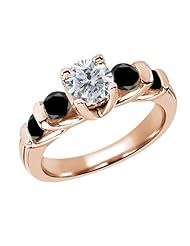 1.88 Ct Round H/I and Black Diamond 18K Rose Gold Ring