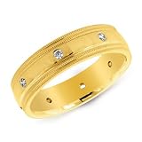 14K Yellow Gold Men's Diamond Wedding Band Ring