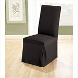 Sure Fit Stretch Pique Long Dining Room Chair Cover - Black