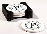 Monogram Round Absorbent Coaster - P