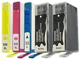 Remanufactured HP No 920XL 920 XL 5-Pack Full SET + 1 Extra Black (2xBlack, Cyan, Magenta, Yellow) Printer Ink (CD972, CD973, CD974, CD975) for Hewlett Packard OfficeJet Printer Models