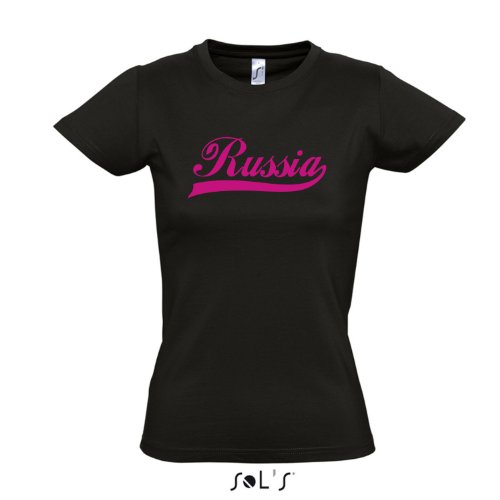 Damen T-Shirt – Russland Oldschool Russia LÄNDERSHIRT EM / WM FAN Trikot S-XXL , Deep black – pink , L