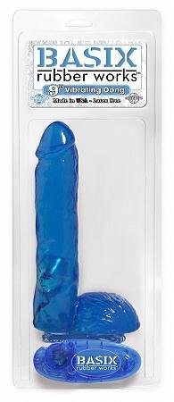 Basix Blue 9in Vibrating Dong