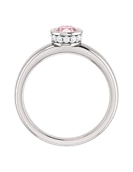 18K White Gold 7.00x5.00mm Oval Cut Morganite and Diamond Ring -- LIFETIME WARRANTY