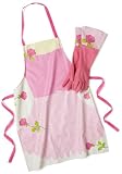 DII Ballerina Printed PVC Apron and Rubber Glove Set, 23-Inch Hem by 29-Inch Length, 23-Inch Woven Nylon Ties