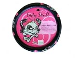 Lady Skull Pink Bowtie Comfort Grip Steering Wheel Cover