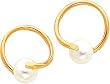 14K Gold Fancy Cultured Pearl Hoop Earrings Jewelry |A