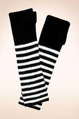 Stripe Fingerless Cable Knit Gloves