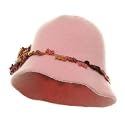Wool Felt Bucket Flower Hat-Pink