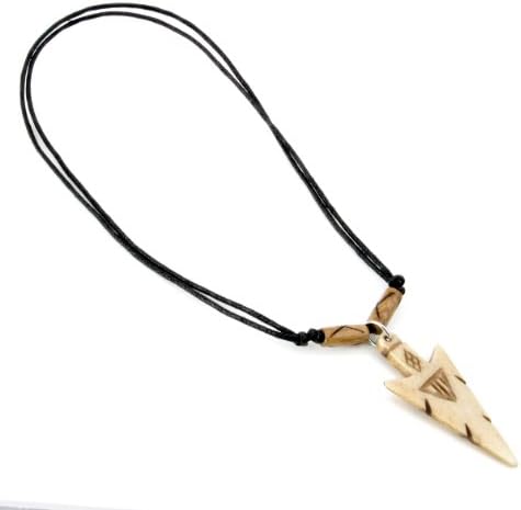 Jewlelry Volt Organic Adjustable Corded Necklace w/Tribal Spearhead Pendant