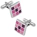 Men's Dome Multi Check Cuff Link by Enrico Pardini - Pink Rhodium