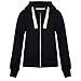Fashion Wardrobe Womens Plain Hoodie Ladies Hooded Zip Zipper Top Sweat Shirt Jacket Coat Sweater (USA 10 / UK 12 (Large), Black)