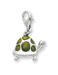 Sterling Silver Green Enameled Turtle Charm