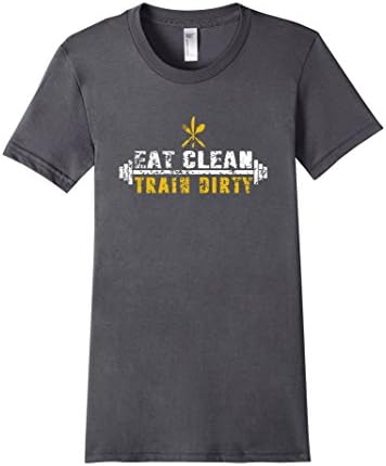 Women's Eat Clean Train Dirty T-Shirt for Women Fitness Freaks XL Asphalt