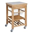 Bamboo Kitchen Cart with Inlaid Granite Top