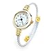 White Gold Cable Wire Band Women's Bangle Cuff Watch